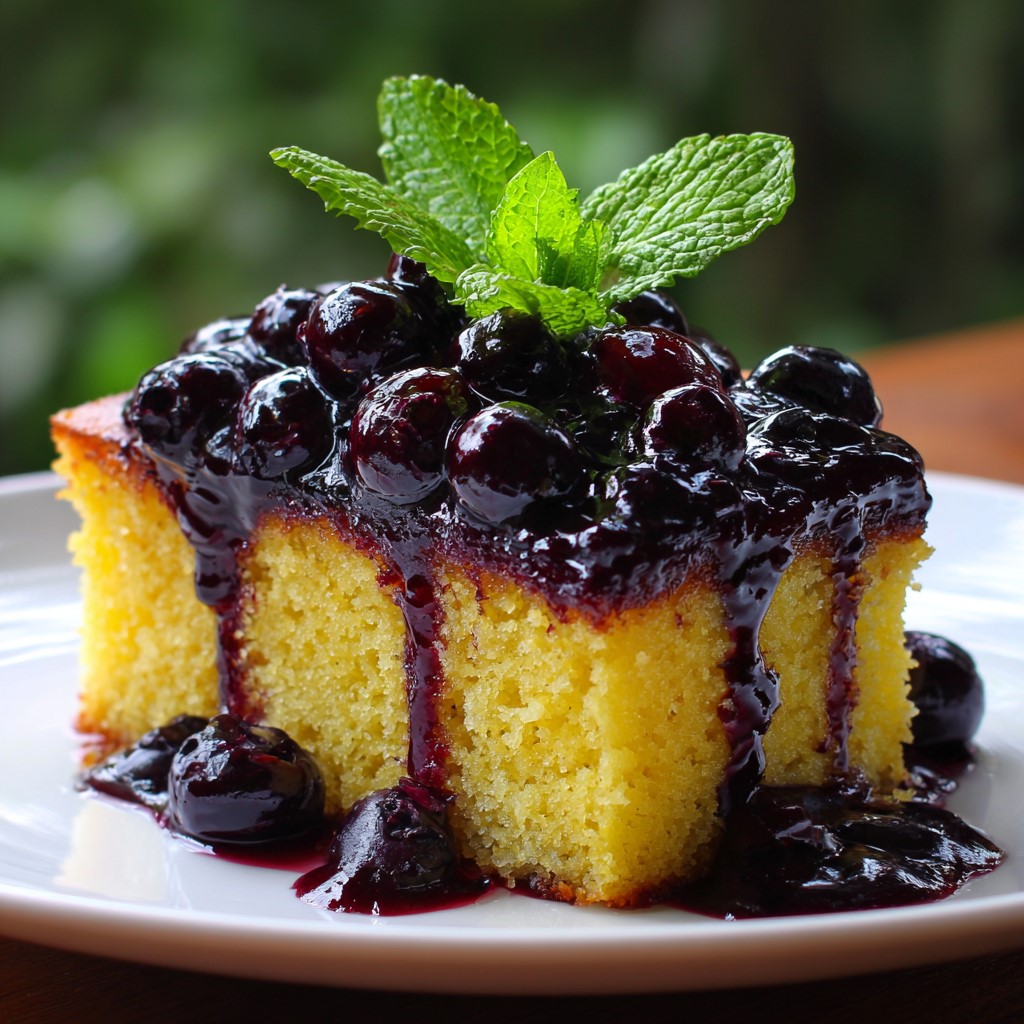 Blueberry Polenta Upside Down Cake