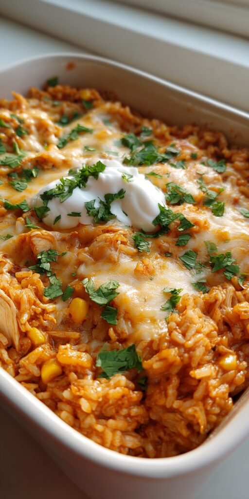 Chicken Enchilada Rice Casserole – Cheesy One-Pan
